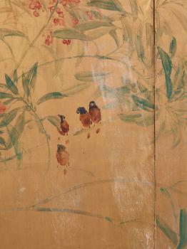 A Japanese six fold screen, early 20th Century.