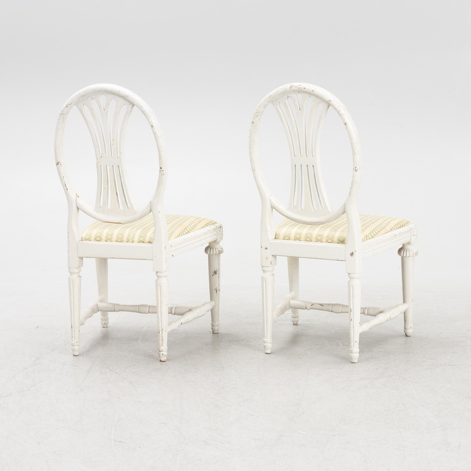 A pair of late Gustavian chairs by Lars Fahlberg, Linköping, Sweden, early 19th Century.