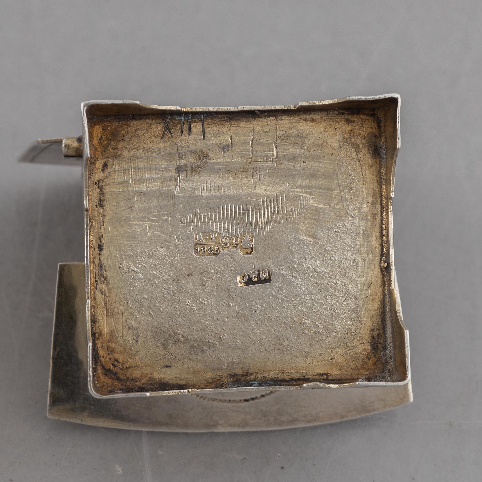 Two Russian silver salt-chairs, Moscow 1880-1885.