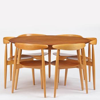 Hans J. Wegner, matgrupp, sju delar, "Hjerte-set", Fritz Hansen, Danmark, 1965.