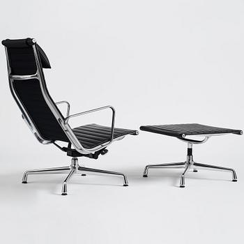 Charles & Ray Eames, an armchair and ottoman, Aluminium group model "EA 316", Vitra, 21st century.