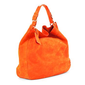 666. RALPH LAUREN, a orange suede shoulderbag, "Bohemian hobo".