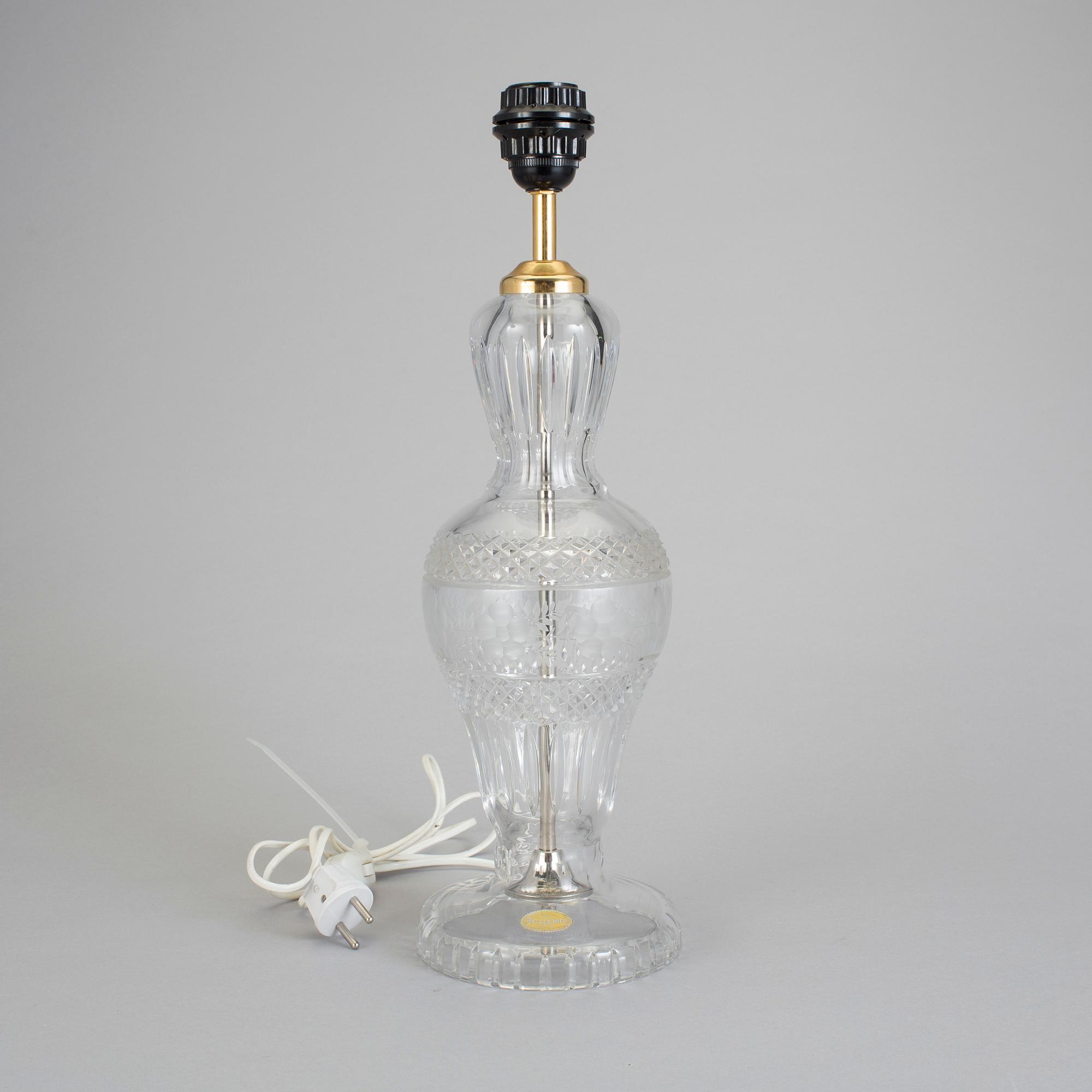 BORDSLAMPA, glas, "Bohemia" Cczechoslovakia, etikettmärkt, 1960-tal.