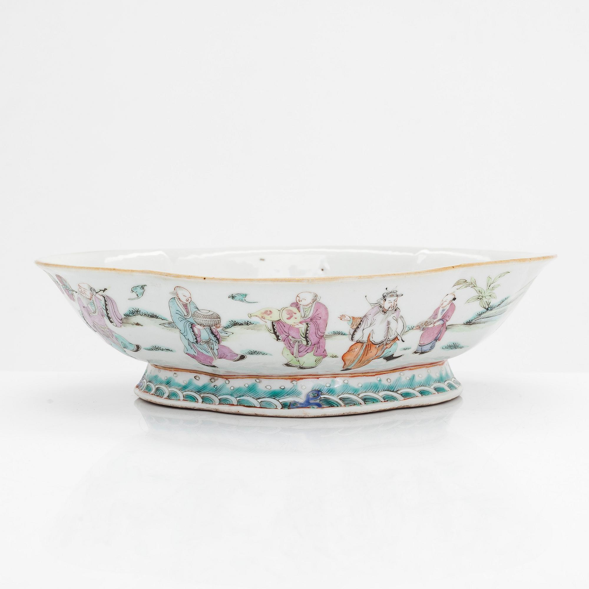 Skål, porslin, sen Qing-dynasti, Kina.