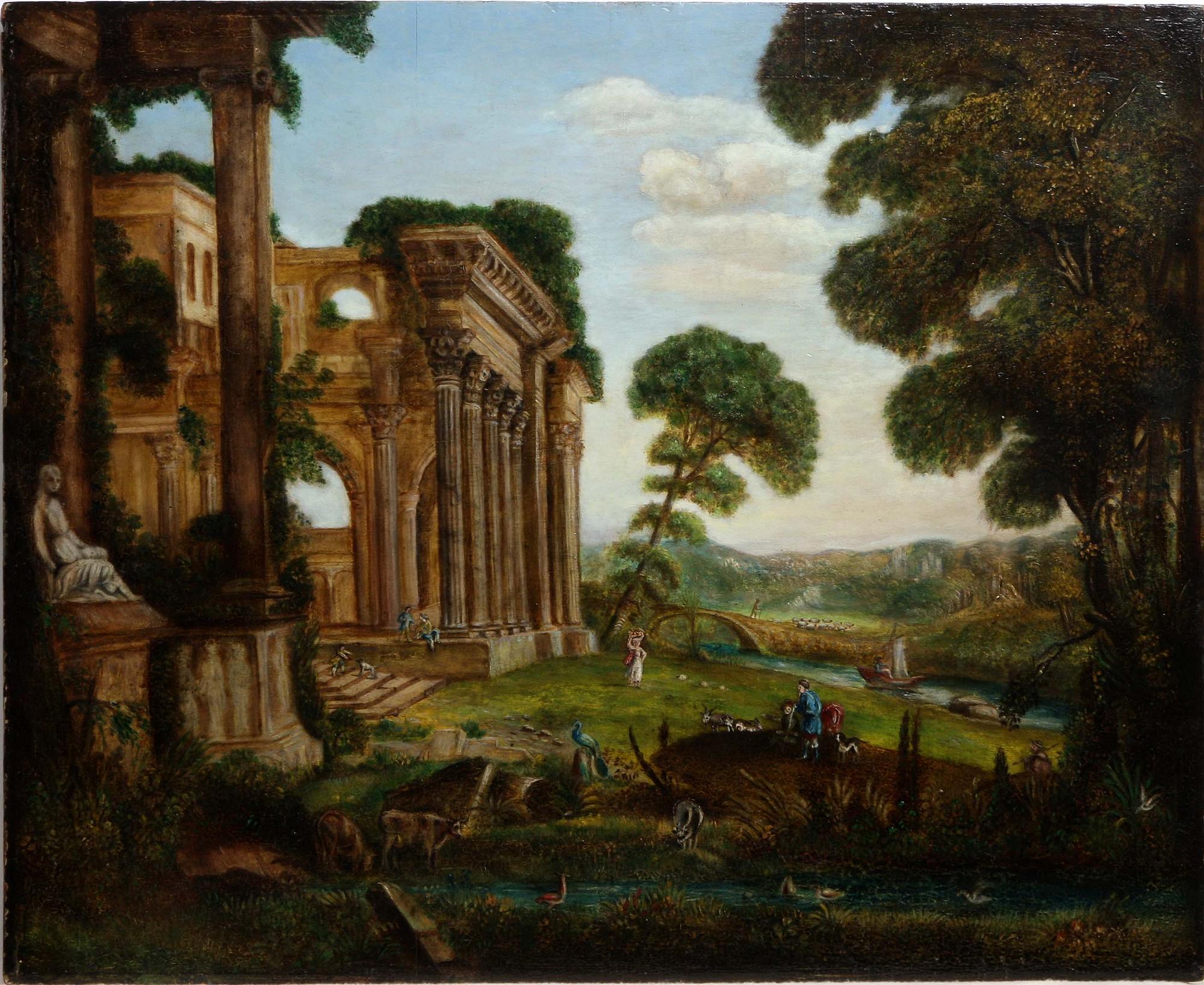 OKÄND KONSTNÄR, olja på pannå, 17/1800-tal.
