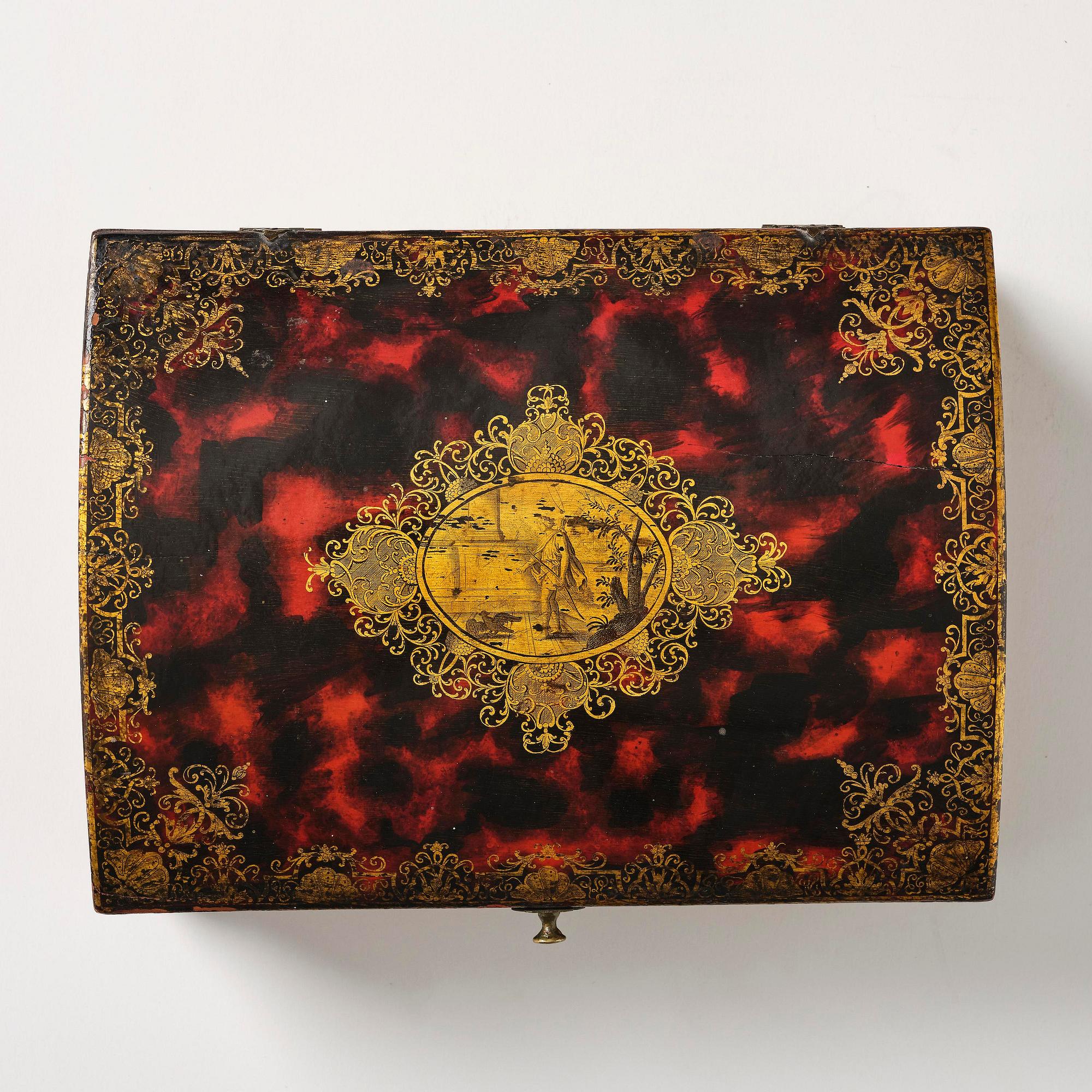 A late baroque faux-tortoise wig box, 18th century.