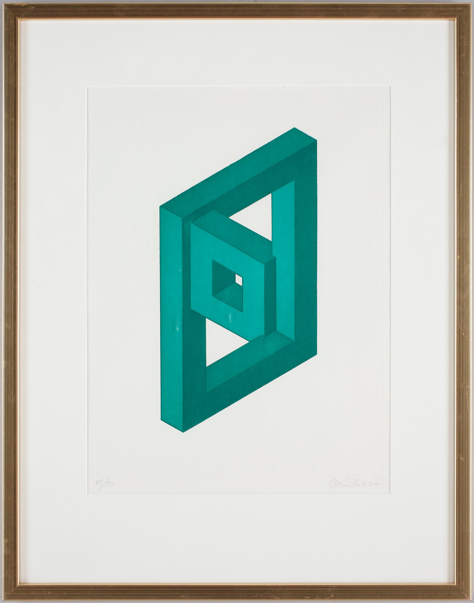 OSCAR REUTERSVÄRD, färglitografier, 2 st, sign o numr 65/90.