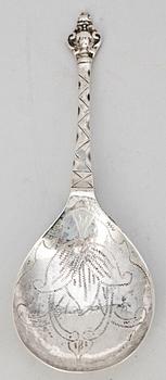 SUPESKED, silver, Johan Petterson Berg, Norrköping, verksam 1727-1762(68). Tot vikt ca 28g.