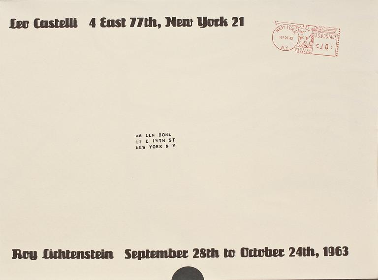 ROY LICHTENSTEIN, "Crying girl" mailer, affisch, för Leo Castelli, New York, 1963.