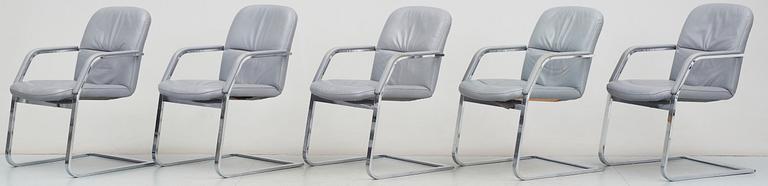 KONFERENSSTOLAR, 5 st, modell "954", Klöber, Tyskland, daterade 1988.