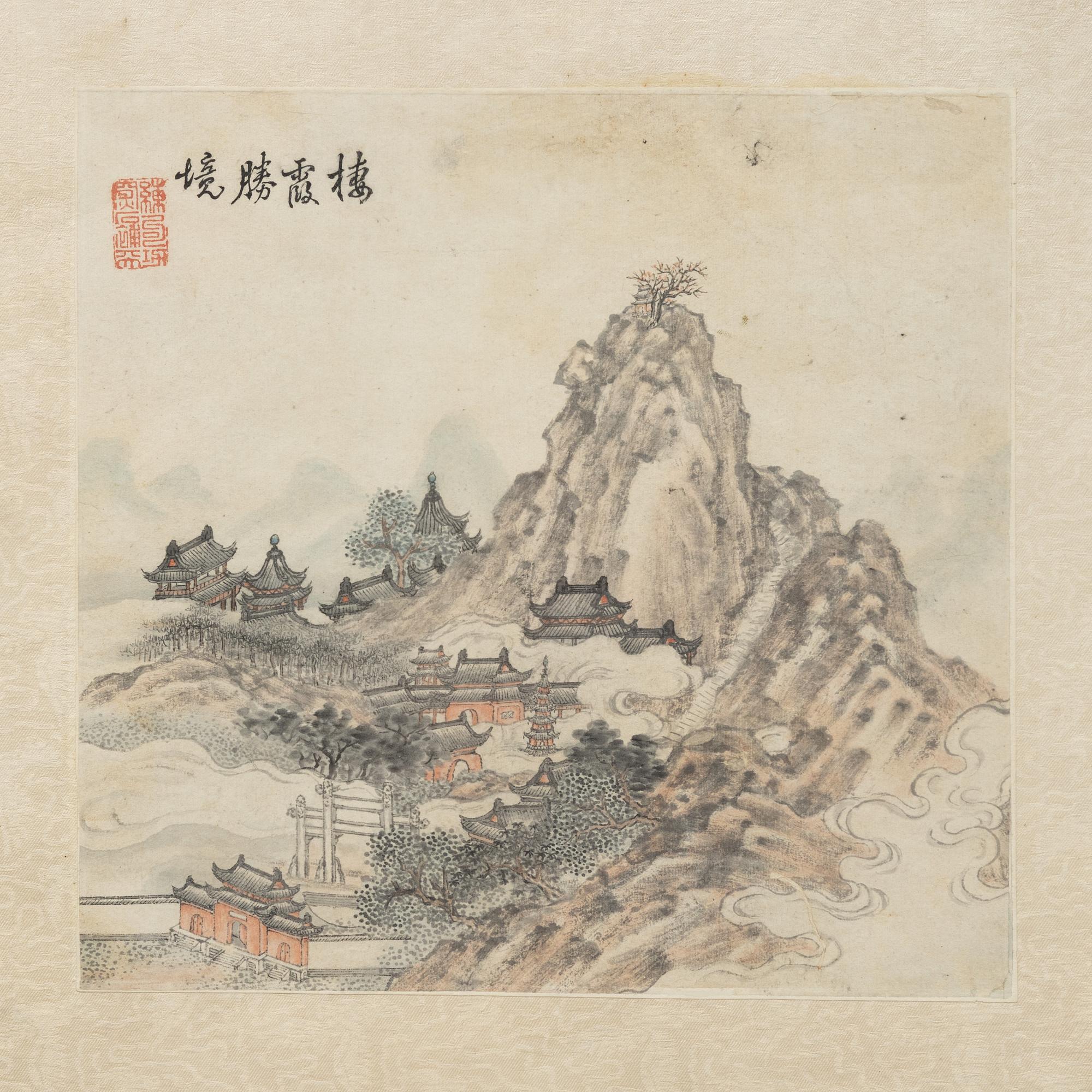 Unidentified artist, Temple in mountainous landscape, China, late Qing dynasty / around 1900.
