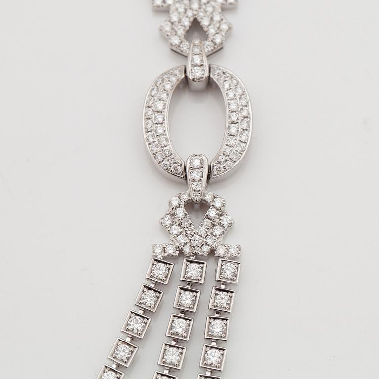 A brilliant cut diamond necklace, total carat weight circa 16.50 cts. Quality circa G-H/VS-SI.