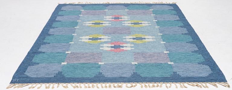 Ingegerd Silow, a 'Siljan' flat weave rug, signed IS, c. 275 x 185 cm.