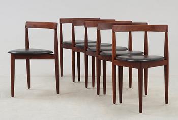 Hans Olsen, A Hans Olsen teak dining table and six chairs, Frem Røjle, Denmark 1950's-60's.