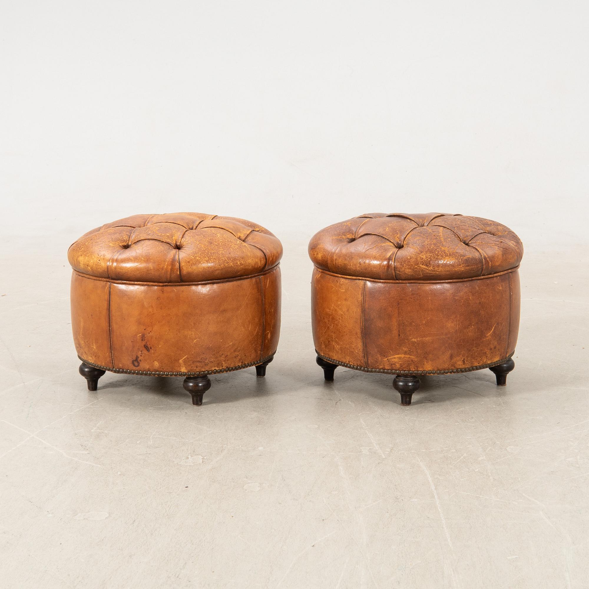 Ottomans, a pair from the second half of the 20th century.