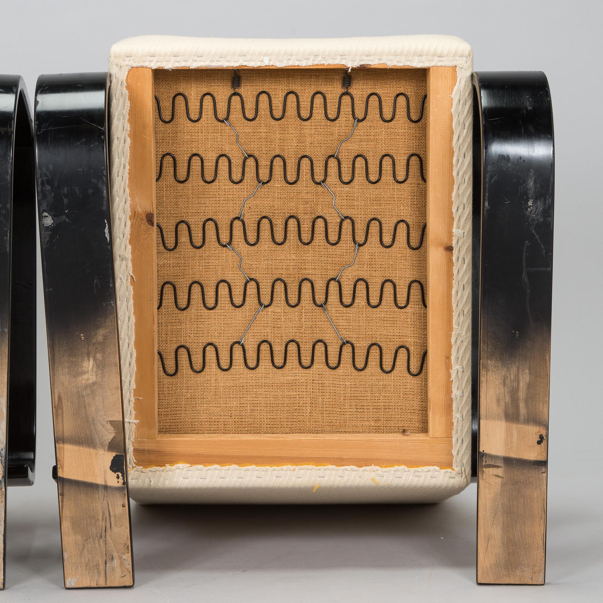 Alvar Aalto, fåtöljer ett par, "Tank chair" modell 400, Artek, 1970-tal.