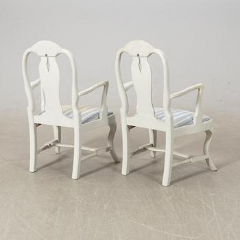 Karmstolar ett par Rokoko-stil 1900taöets första del.