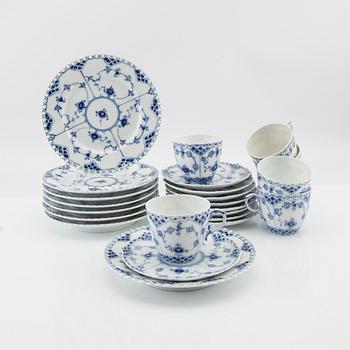 Royal Copenhagen, 15 porcelain service parts 'Musselmalet full lace and half lace', Denmark.