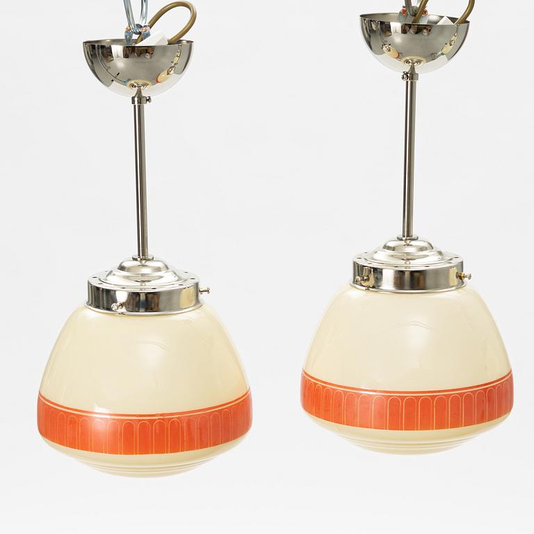 Ceiling lamps, a pair, 1940s.