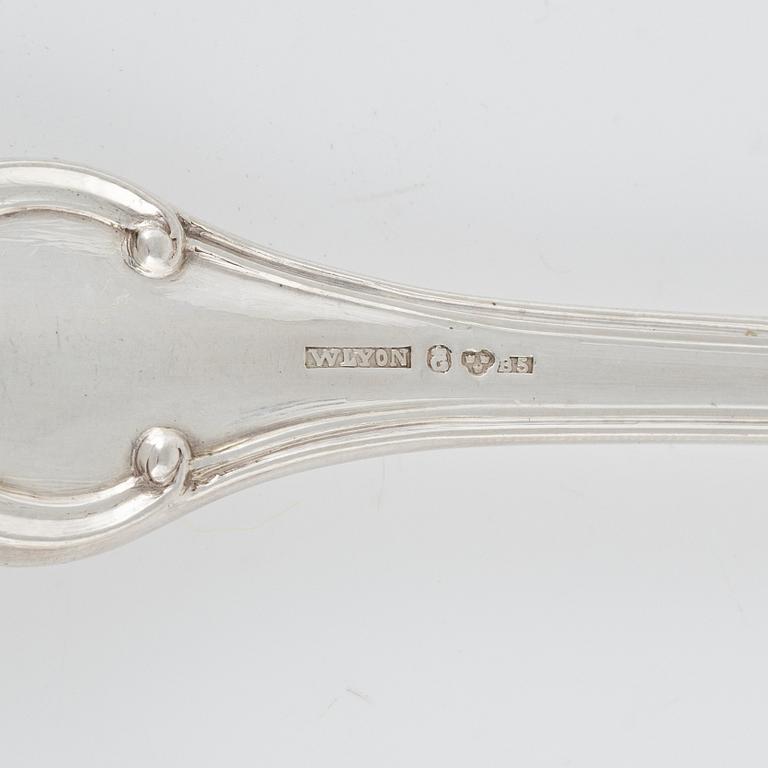 6 Swedish silver forks and a serving spoon, including Carl Tengstedt, Gothenburg, 1855.