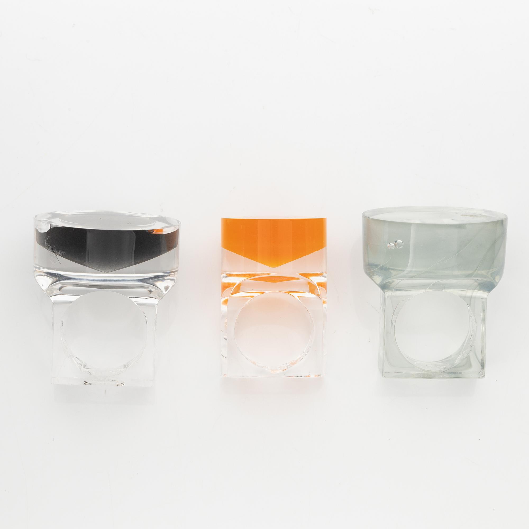 Siv Lagerström, three acrylic rings, 1970s.