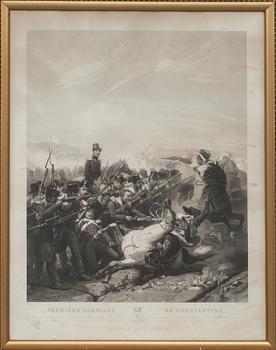 JEAN PIERRE MARIE JAZET, akvatint efter original av Horace Vernet (1789-1863), Frankrike.