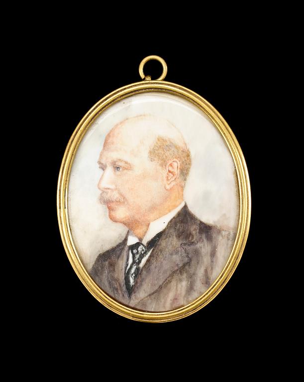 PARTI MINIATYRPORTRÄTT, 4st, bla gouache på ben, 1800-1900-tal.