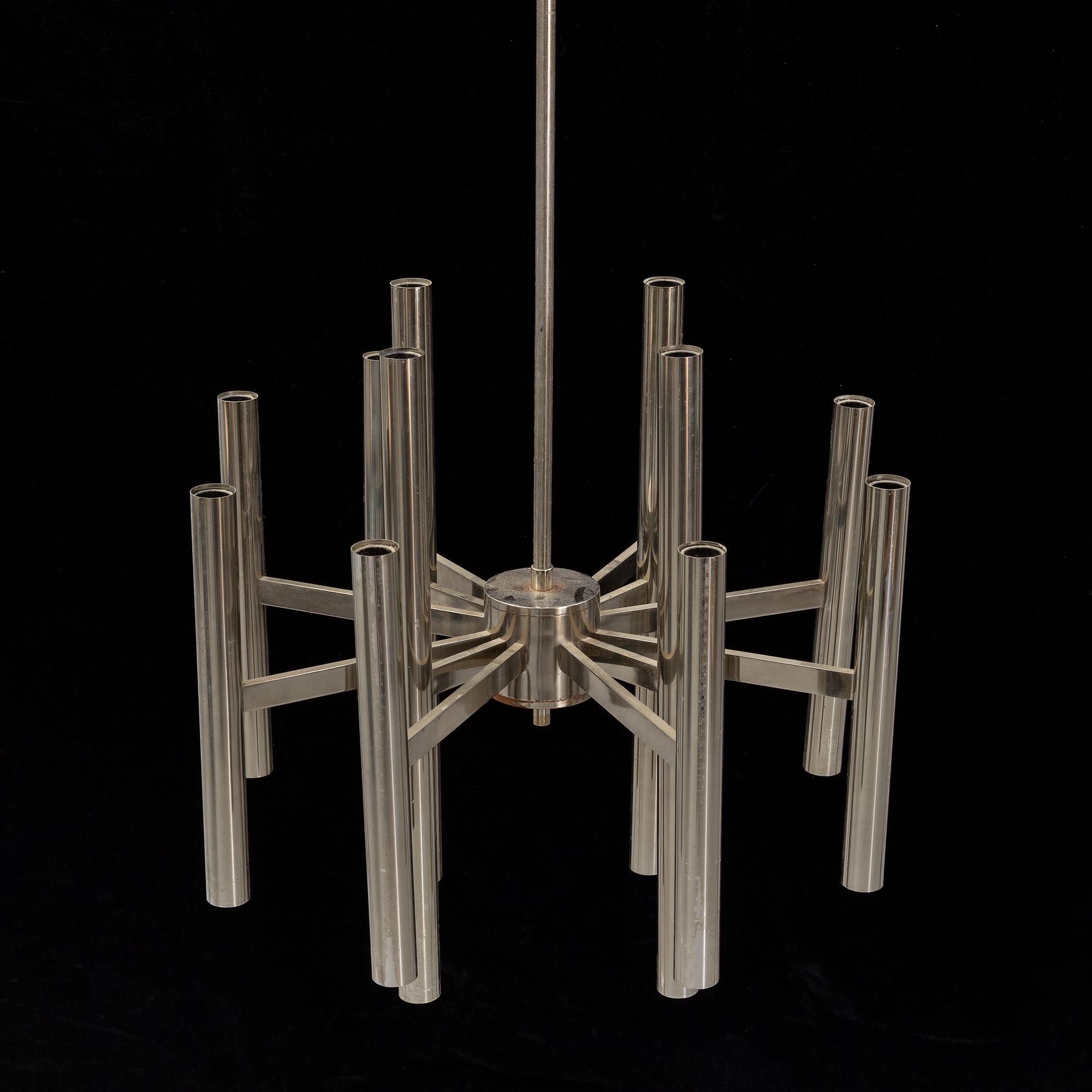A chrome ceiling light, 1960's/70's.