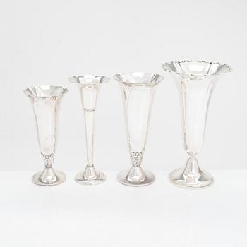 Four silver vases, Finland 1951 - 1962.