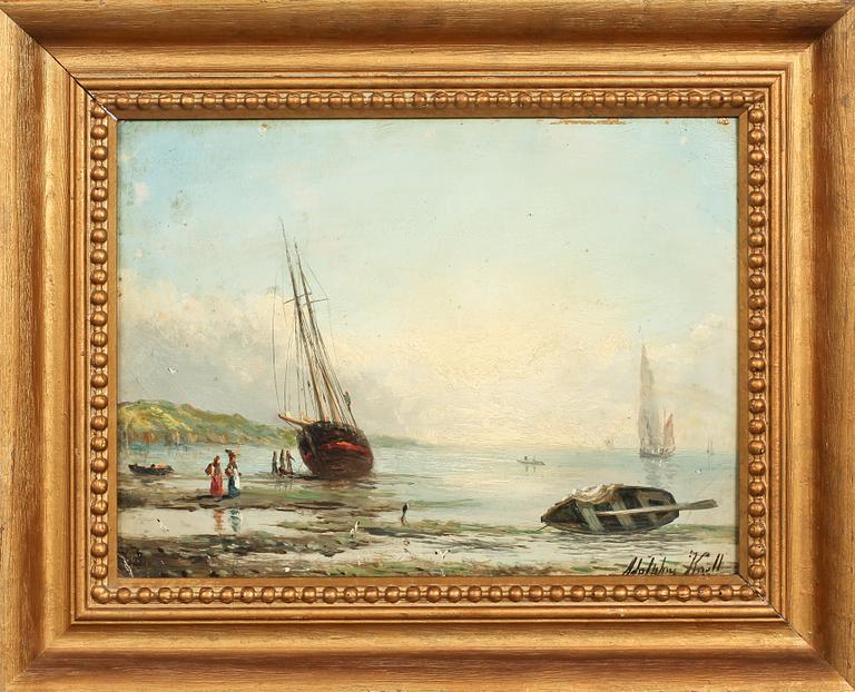 ADOLPHUS KNELL, olja på pannå, signerad.