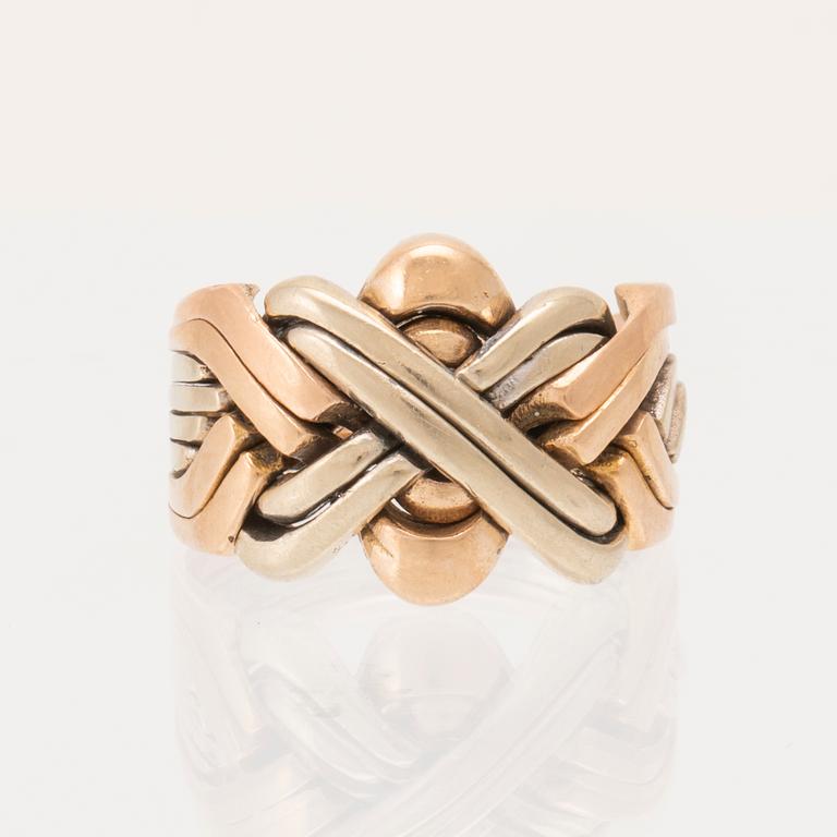 Ring "Pusselring" 14K rosé, vitt och rött guld.