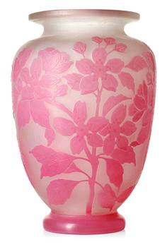 676. A Karl Lindeberg Art Nouveau cameo glass vase, Kosta.
