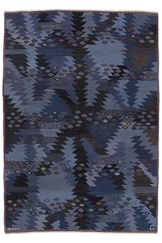 311. Barbro Nilsson, a carpet, 'Tånga blå', flat weave, c. 300 x 207 cm, signed AB MMF BN.
