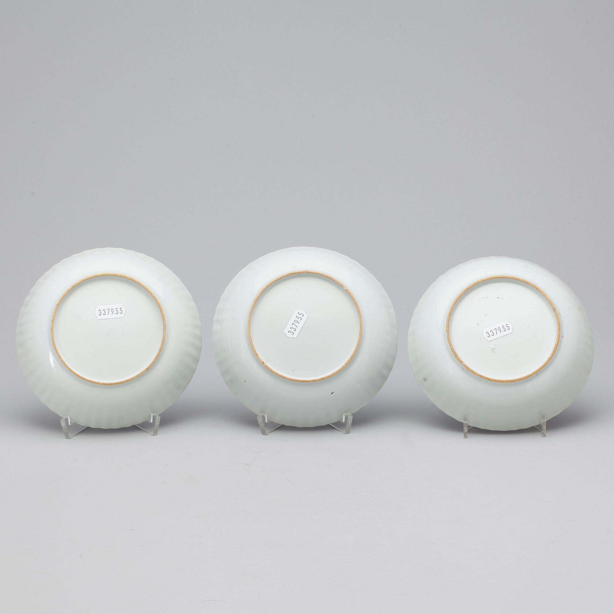 SKÅLFAT, 3st, porslin, Kina, Qing dynastin, Qianlong 1736-1795).