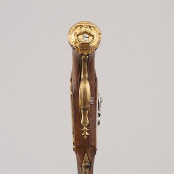 Percussion pistol, converted from flintlock, Anton Gerhardt Stockholm (1705-49).