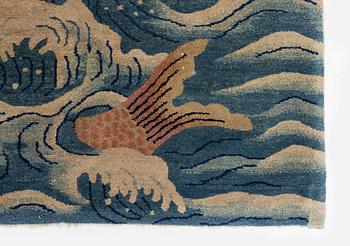 An antique Baotou rug, northern China, late Qing dynasty, circa 1900. c. 178x90 cm.