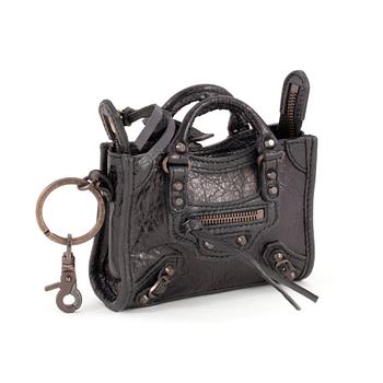BALENCAIAG, a black leather key holder / coin purse.