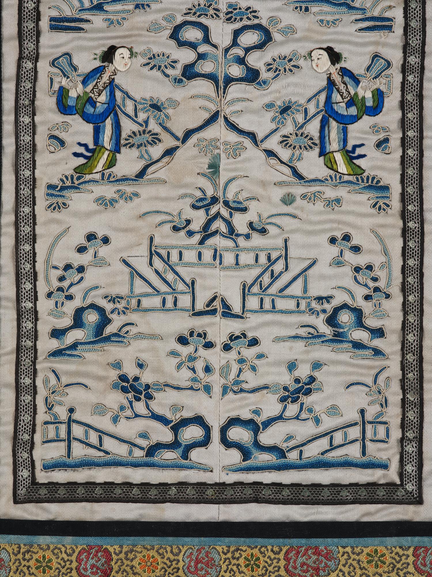 Broderi, siden. Sen Qingdynasti, omkring 1900.
