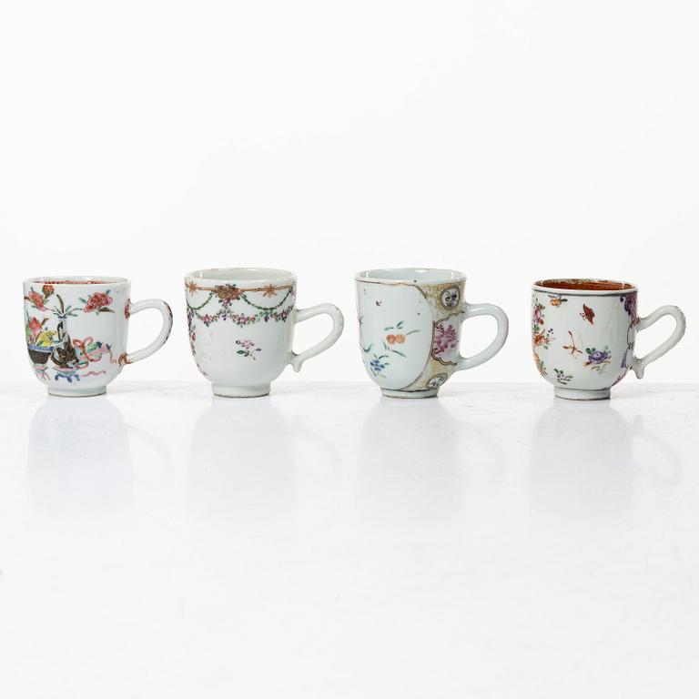 A group of 12 famille rose cups, Qing dynasty, Qianlong (1736-95).