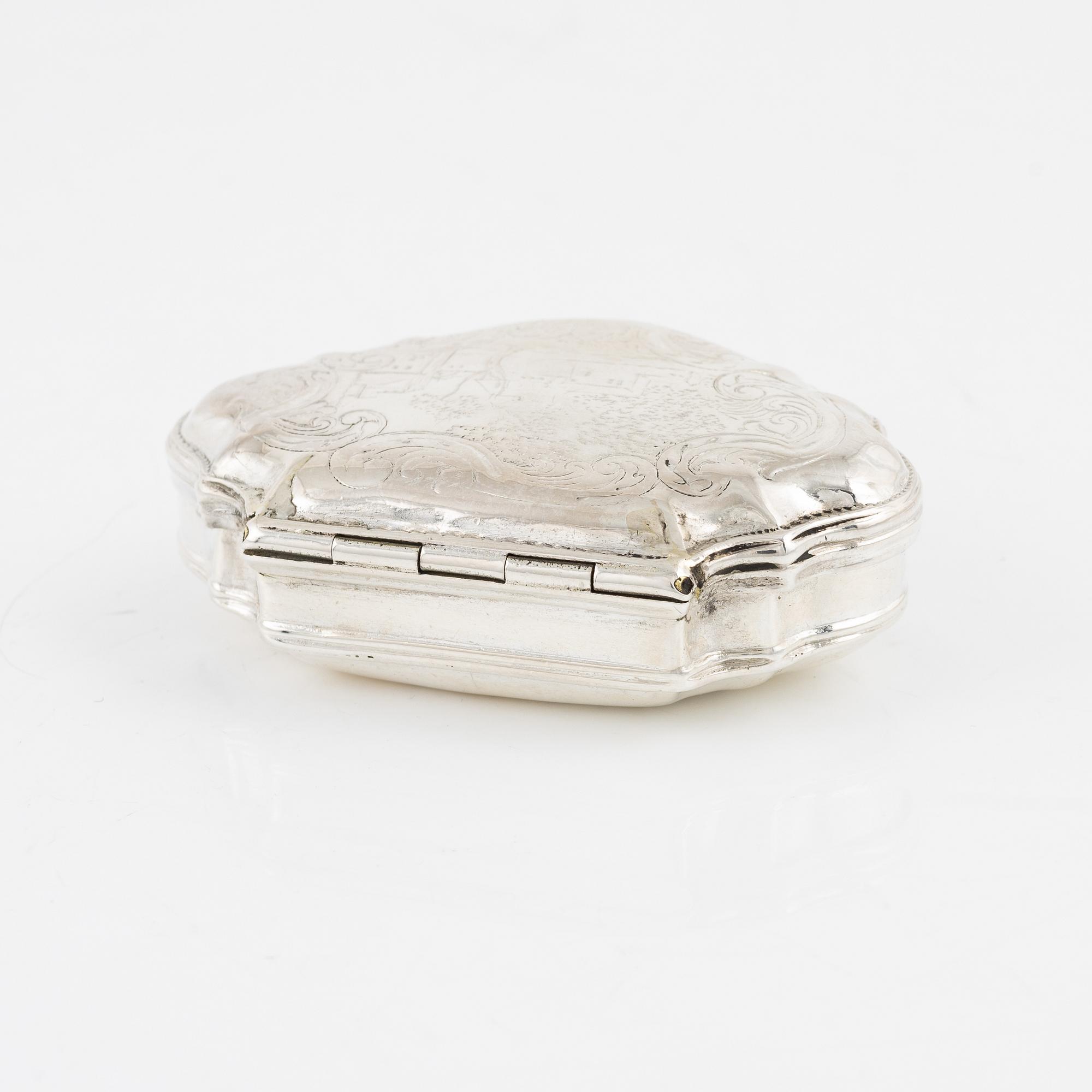 A Rococo Silver Box, mid 18th century, probably Germany/Holland.