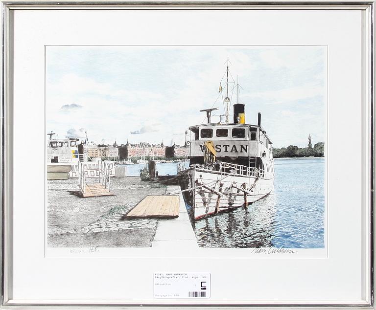 HANS ANDERSON, färglitografier, 2 st, sign.