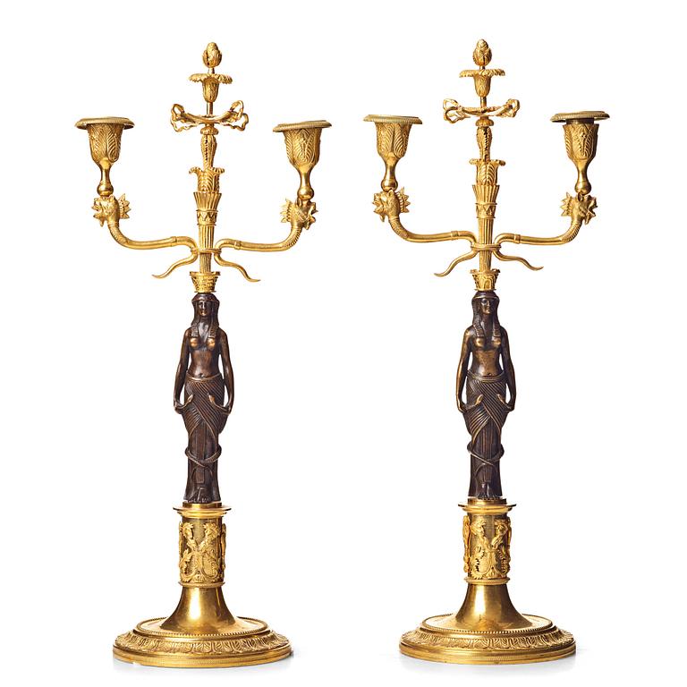 A pair of two-light candelabra, Vienna circa 1800.