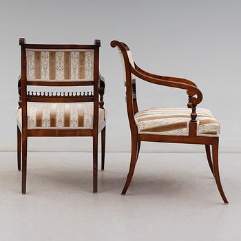 KARMSTOLAR, 1 par, senempire, 1800-talets mitt.