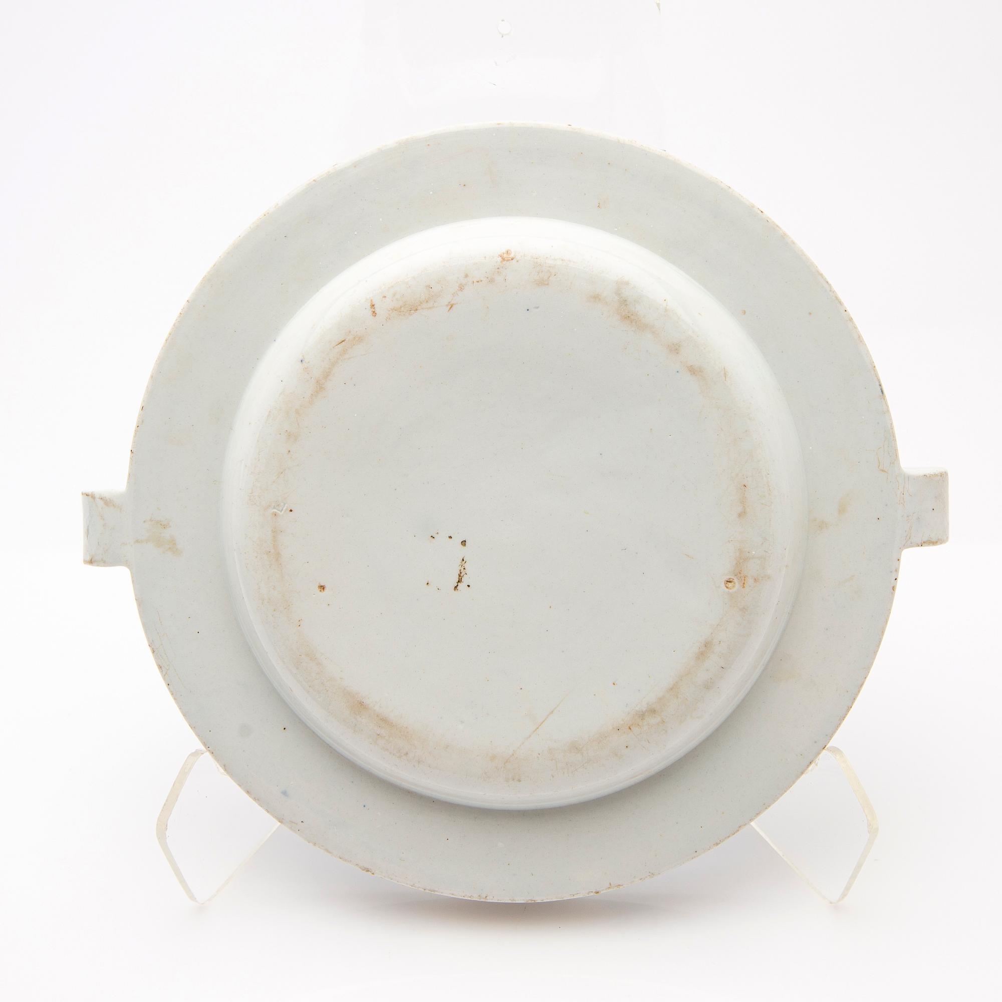 Hot watert plates, two pieces, creamware, Europe 19th century.