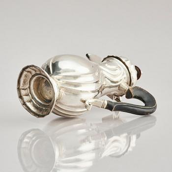 A German 18th century silver coffee-pot, mark of Johan Jacob Loose, Halle (Saale), Sachsen-Anhalt.