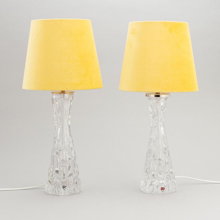 Carl Fagerlund, a matched pair of glass table lights, Orrefors.