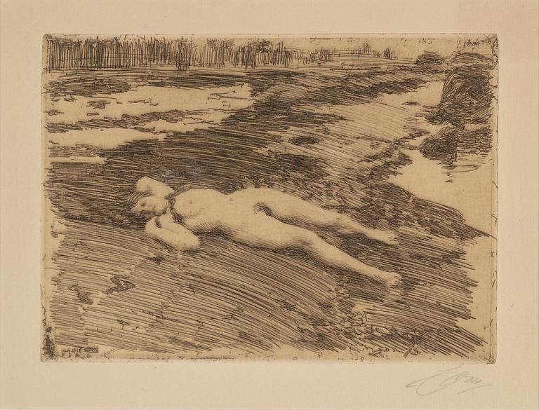 ANDERS ZORN, etching, 1917-18, signed in pencil.