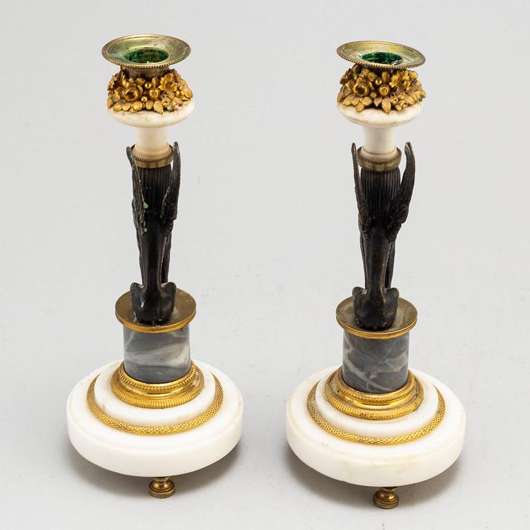 A pair of late Gustavian candlesticks, circa 1800.