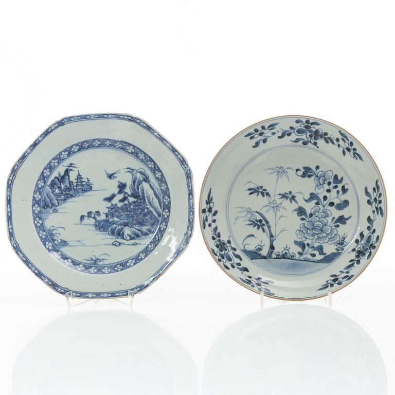 Tallrikar, 14 st, porslin, Kina, 1700-1800-tal.