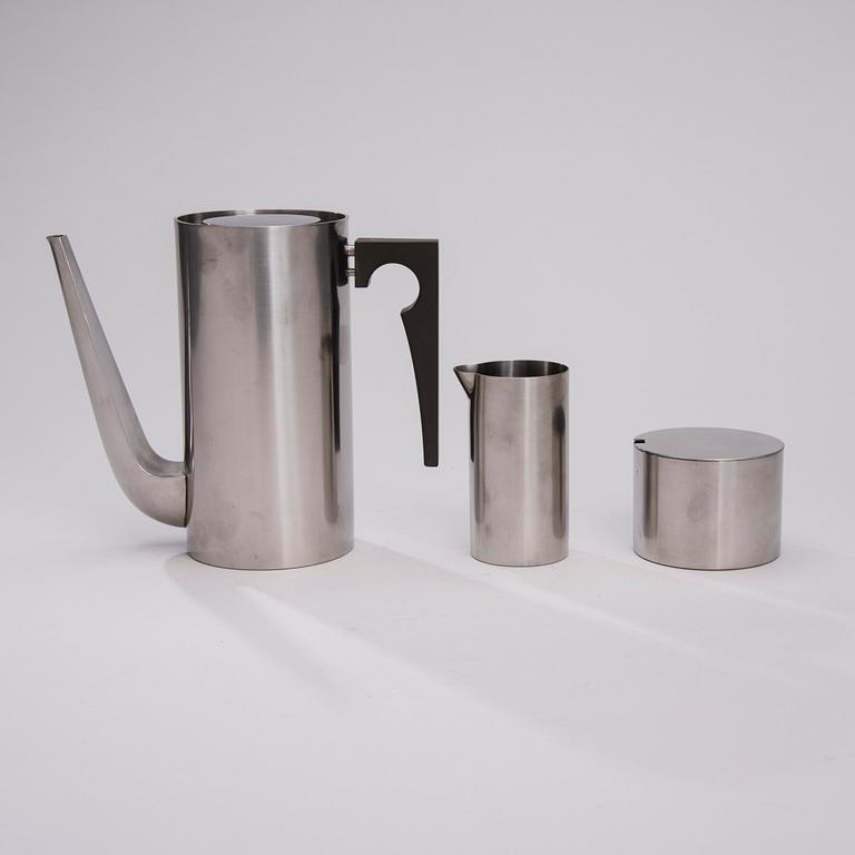 KAFFESERVIS, 3 st, rostfritt stål, "Cylinda Line", Arne Jacobsen, Stelton, Danmark, 1900-talets andra hälft.